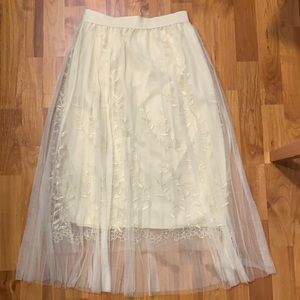 Pleated Whimsical Tulle Midi Skirt